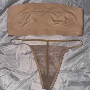 PINK Victoria's Secret Brown Bandeau and Thong Set